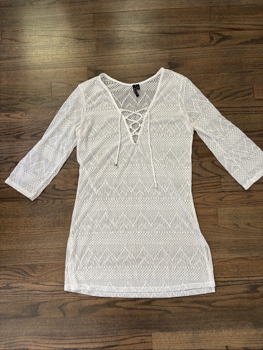White Lace-Up Women Swim Coverup